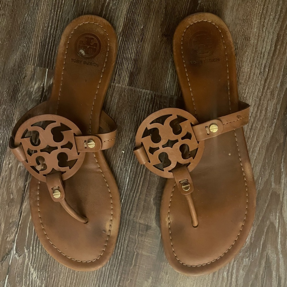 TORY BURCH MILLER SANDALS- BROWN SIZE 8